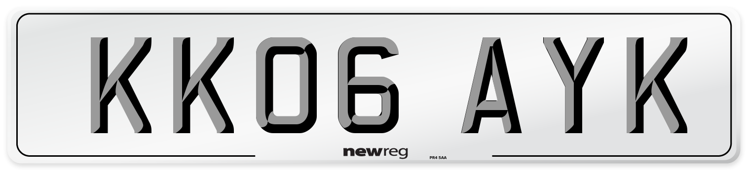 KK06 AYK Number Plate from New Reg
